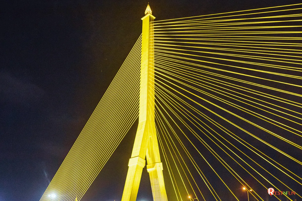 Cruising the Chao Phraya River to see the Rama 8 Bridge